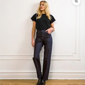 Loup long parker straight leg jeans, dark indigo
